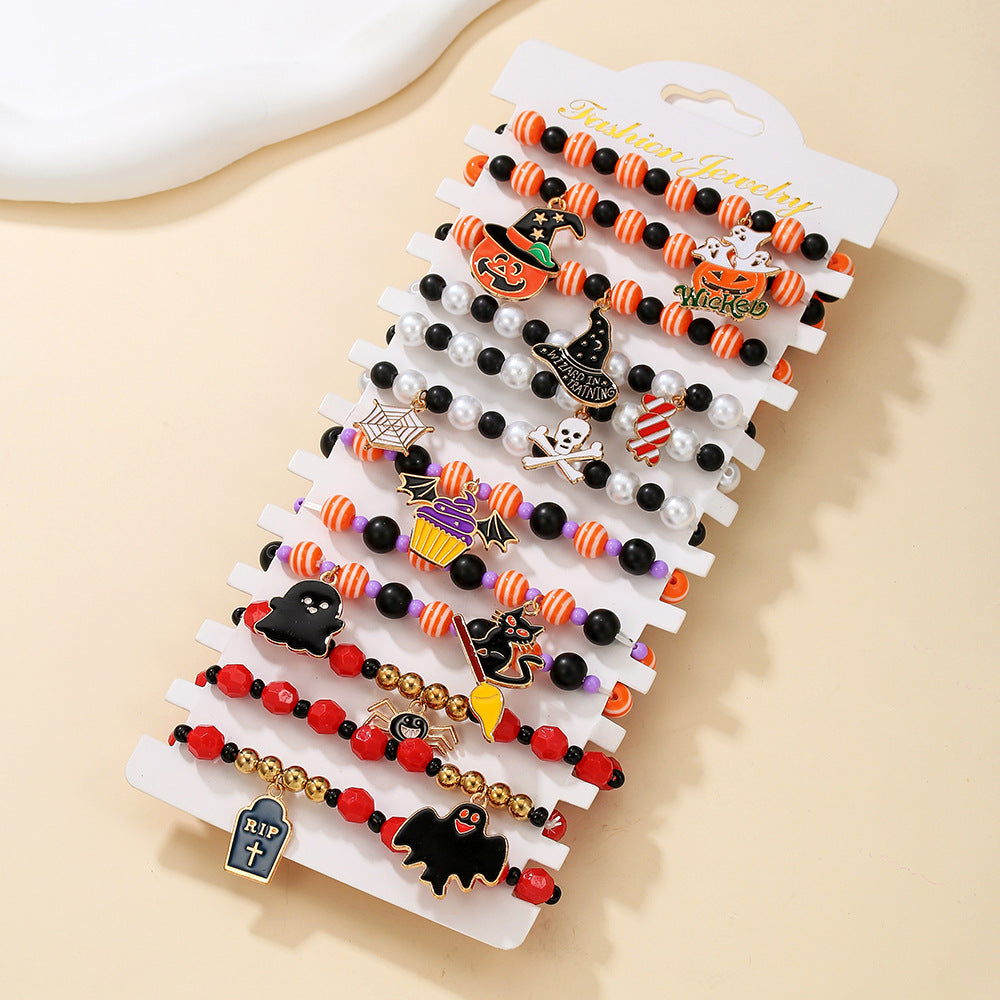 Wholesale  Bracelet Beaded Funny  Bat Pendant Ghost Festival Ghost Bracelet